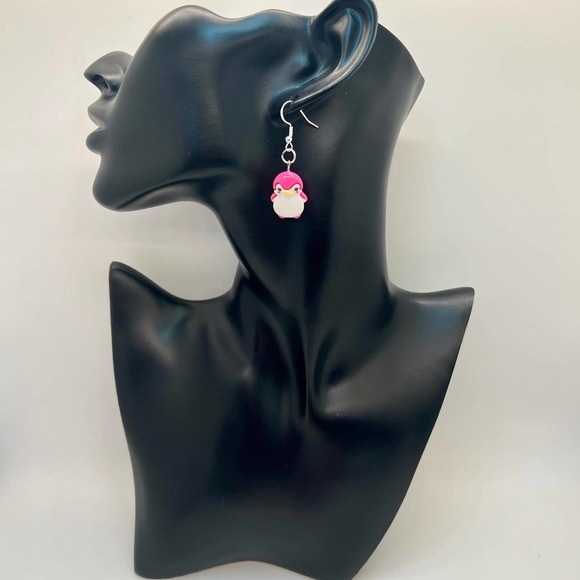 Penguin Earrings - Pink Baby Penguins - Baby Shower Earrings - Zoo Earrings - Picture 8 of 9